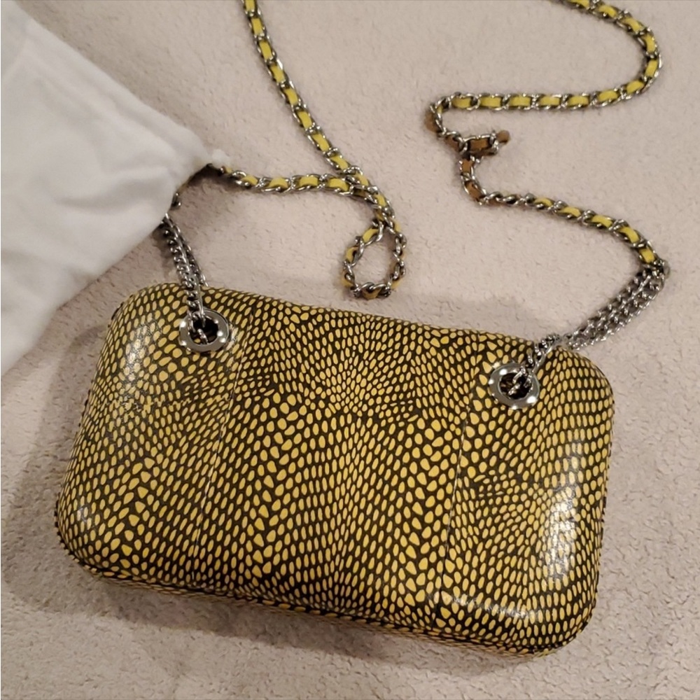 BCBG MaxAzria Chloe Sunflower Snakeprint Box Purse - Picture 2 of 13